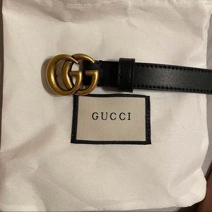 Gucci belt gold GG buckle Marmont thin leather
